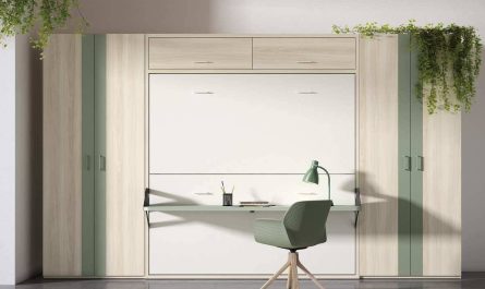 cama abatible con mesa escritorio
