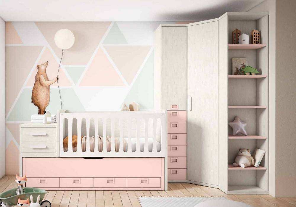 Cuna convertible rosa 