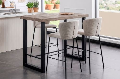 mesa alta loft 120 x 70 cm roble american / negro. Modelo 0001630020016 