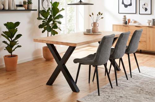 mesa comedor fija x-loft 160 x 90 cm roble / negro. Modelo 0500320020010 
