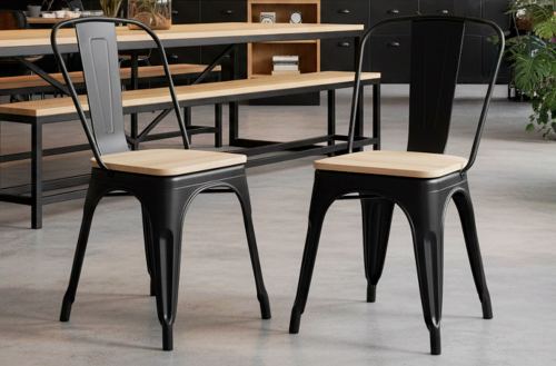 silla comedor tolix negro asiento roble nordish Modelo 0500630020010 