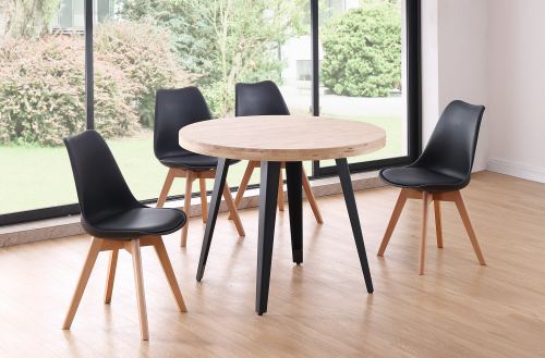 mesa comedor redonda fija berg 100 cm roble nordish / negro. Modelo 0600100020010 