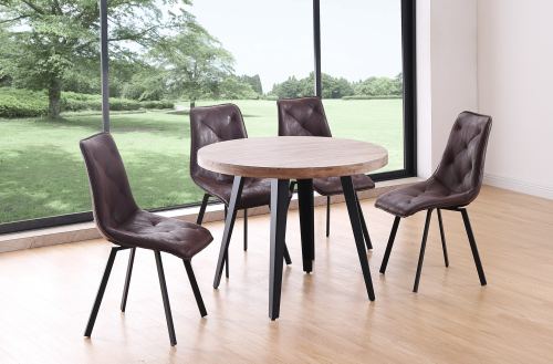 mesa comedor redonda fija berg 100 cm roble honey / negro. Modelo 0600100020014 