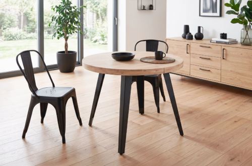mesa comedor redonda extensible berg 80 - 120 - 160 cm roble Modelo 0600120020010 