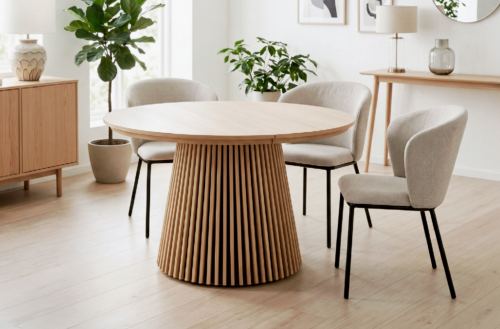 mesa comedor redonda extensible keanu 120 - 160 - 200 x 120 Modelo 0603500020018 