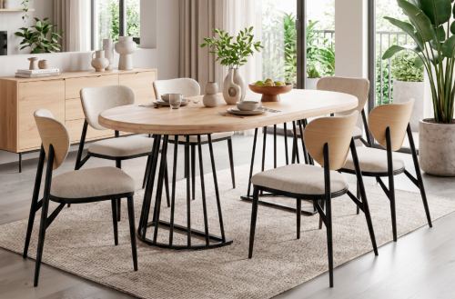 mesa comedor redonda extensible 120 - 160 - 200 cm brad nordish Modelo 0603510020050 
