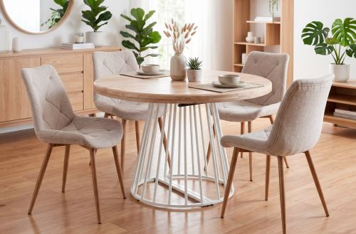 mesa comedor redonda extensible 120 - 160 - 200 cm brad nordish Modelo 0603510020051 