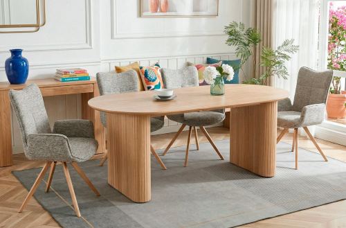 mesa comedor oval extensible 150 - 190 - 230 cm pietra oak. Modelo 0604150020018 