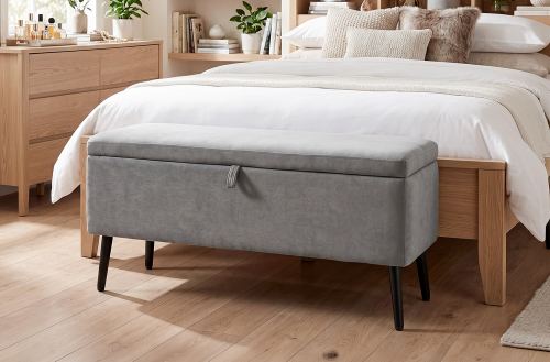 baul tapizado maison 110 x 40 cm microfibra gris Modelo 0702100027501 