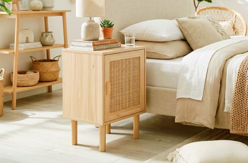 mesilla décor 40 x 30 cm pino / rattan. Modelo 0800100020042 