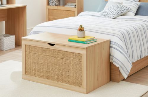 baul decor 80 x 40 cm pino / rattan. Modelo 0800150020042 