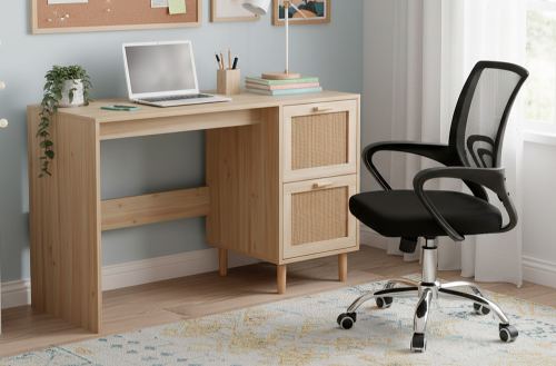 mesa estudio décor 120 x 48 cm pino / rattan Modelo 0800300020042 