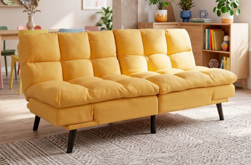 sofa cama cushion 108 x 183 cm tejido mostaza Modelo 0808620025903 