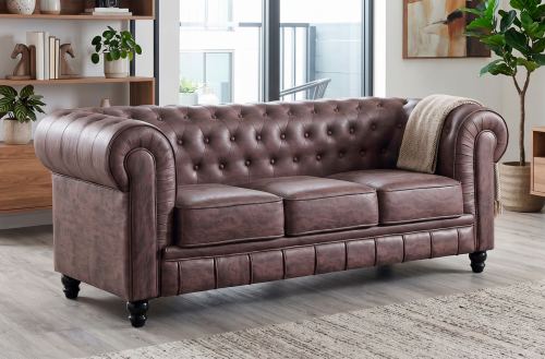 sofá chesterfield 3 plazas chocolate vintage Modelo 2000490024832 