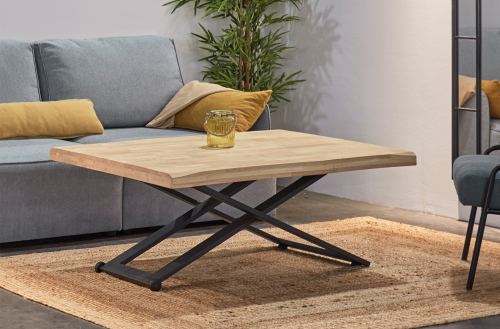 mesa centro elevable zoe 120 x 80 cm roble nordish / negro Modelo 3003790020110 