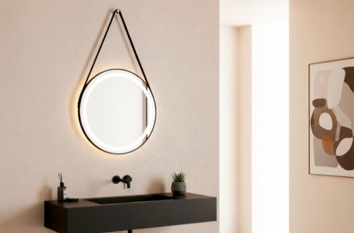 espejo colgar con marco negro e iluminacion led belt 60 x 60 Modelo 8000450020002 