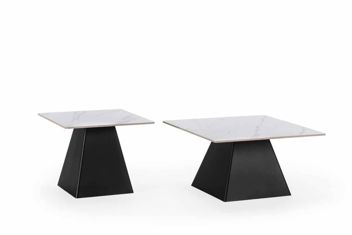 Mesa de comedor set 2 mesas centro cuadrada  merve blanco mate patas m. Modelo 18280