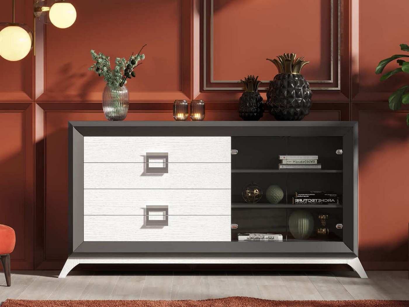  aparador contemporáneo hn320n de 190 cm con gran capacidad de almacenamiento, personalizable en colores, medidas y acabados.. Modelo APARADOR-HN320N