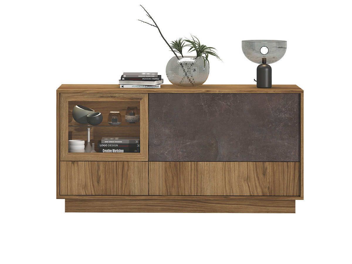  aparador moderno con puerta de cristal izquierda y cajones, 158 cm de ancho.. Modelo MUEBLES-SALON-COMEDOR-MARE-APARADOR-64