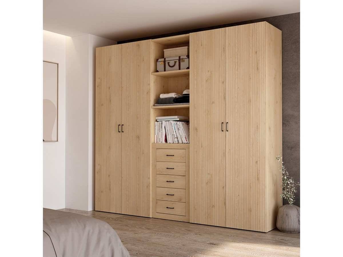  armario xifonier de 260 4puertas batientes con 5 cajones alto 239cm. Modelo JORDAN-49