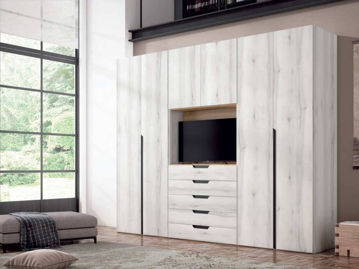  armarios 2puertas batientes 91  cm  com modulo cajones tv central. Modelo ARMARIO-CRETA-A20