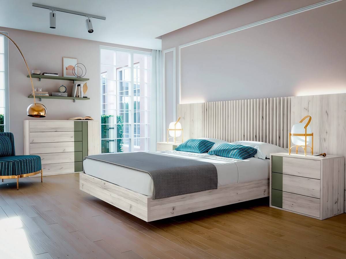  cabezal hermes con mesitas lusso para un dormitorio moderno. Modelo SONNO-11