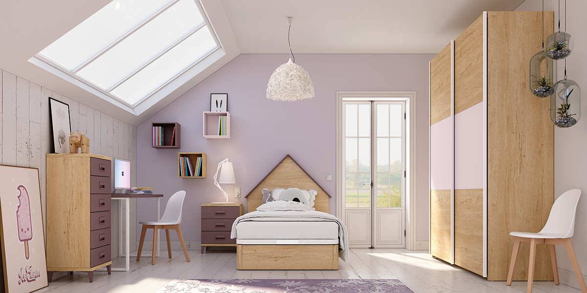 Habitacion Juvenil cabezal house (para cama de 90 y 105). Modelo LIDER-252