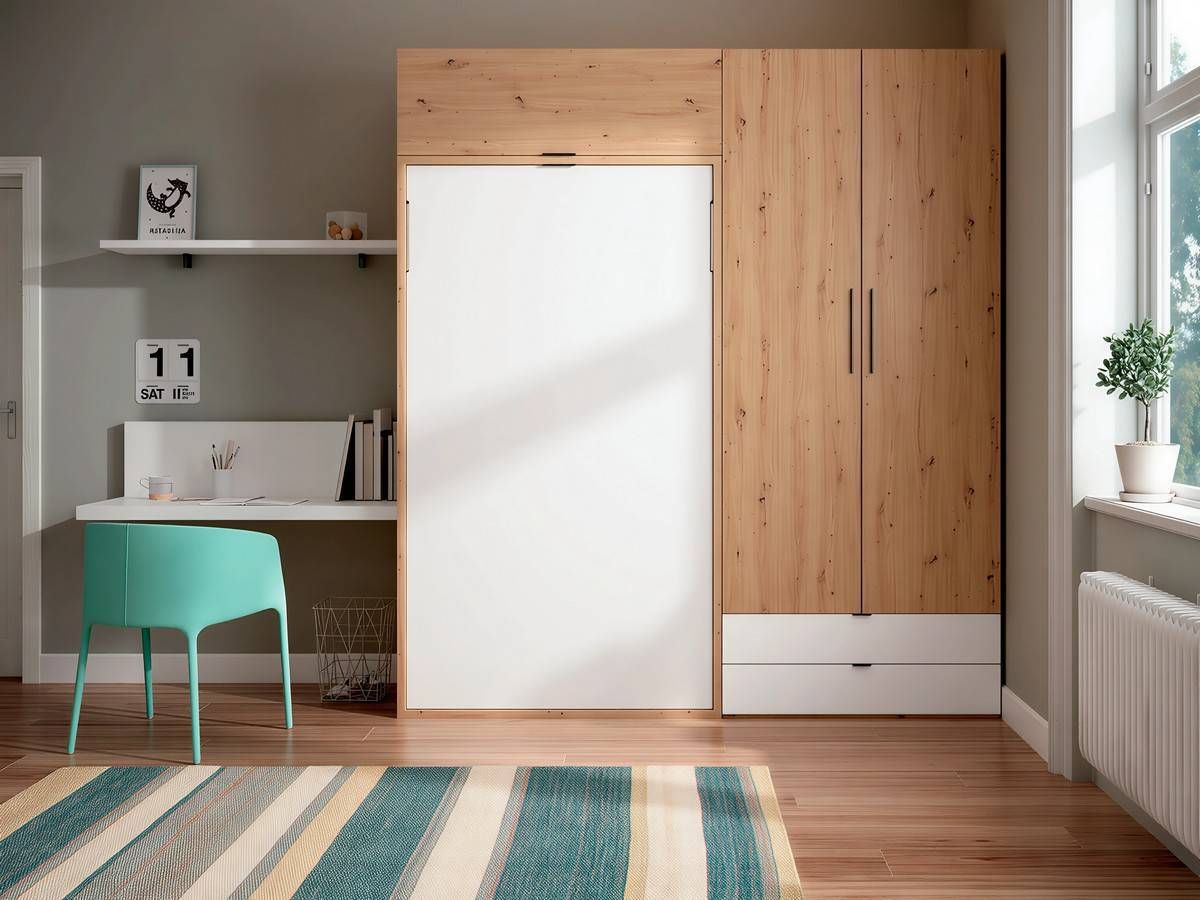  cama abatible vertical para colchón de 105x190, ideal para espacios modernos.. Modelo SONNO-ABATIBLE-03