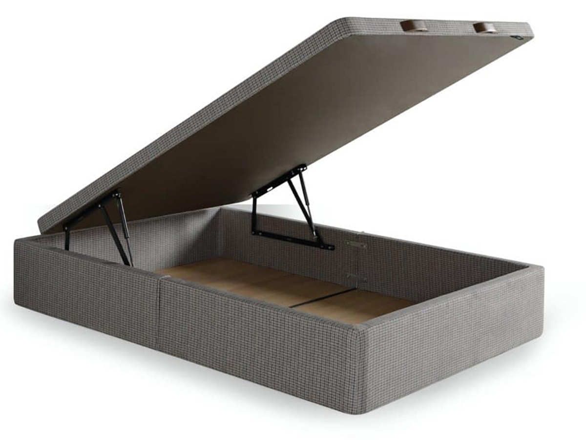  canape  tapizado en tela o polipiel  de diseño moderno y amplio espacio de almacenamiento con goma perimetral inferior para aislarlo del suelo de forma hermética. Modelo SENSATIONS-SUELO