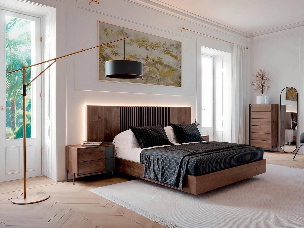  conjunto de cabezal y mesitas para un dormitorio moderno. Modelo SONNO-27
