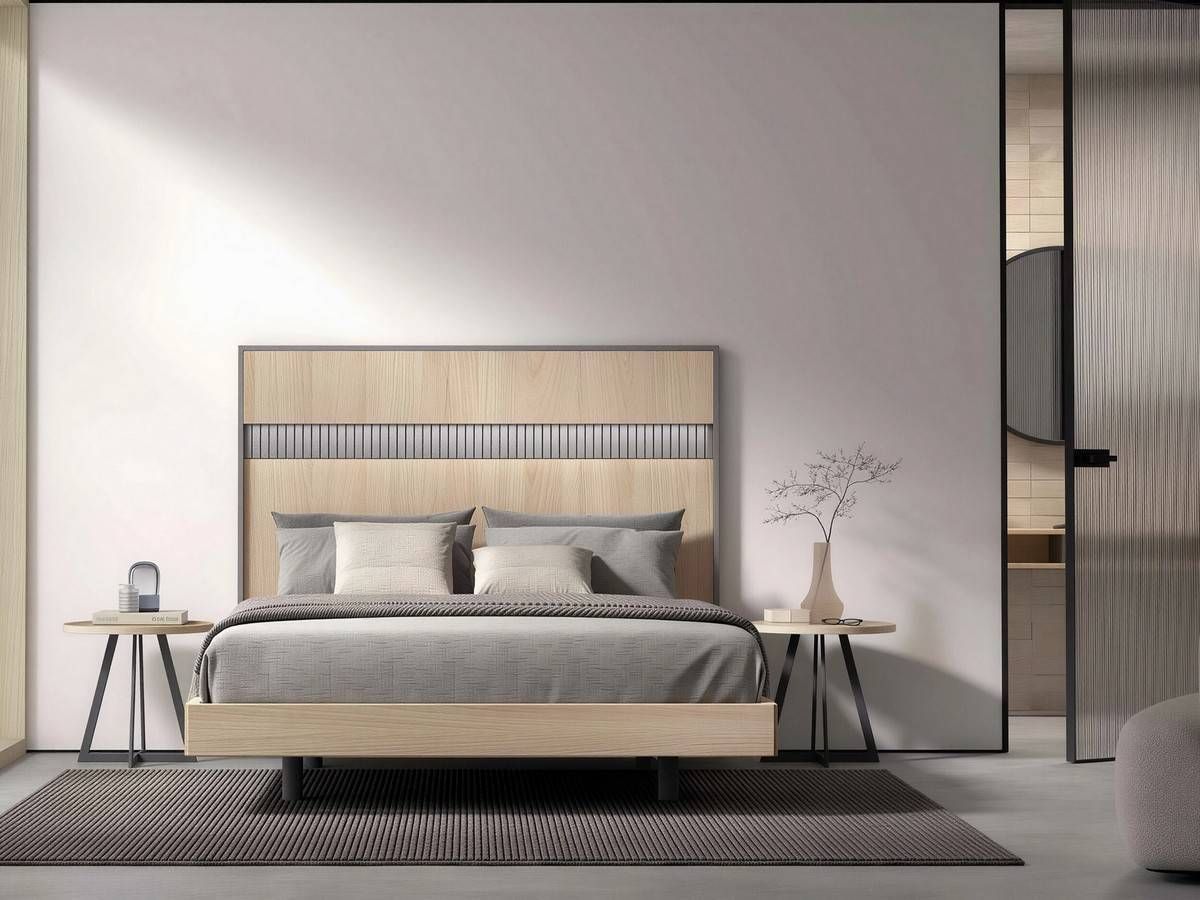  dormitorio noa cabezal nº 8 de 166cm con 2 mesitas auxiliares redondas montana. Modelo NOAR-308