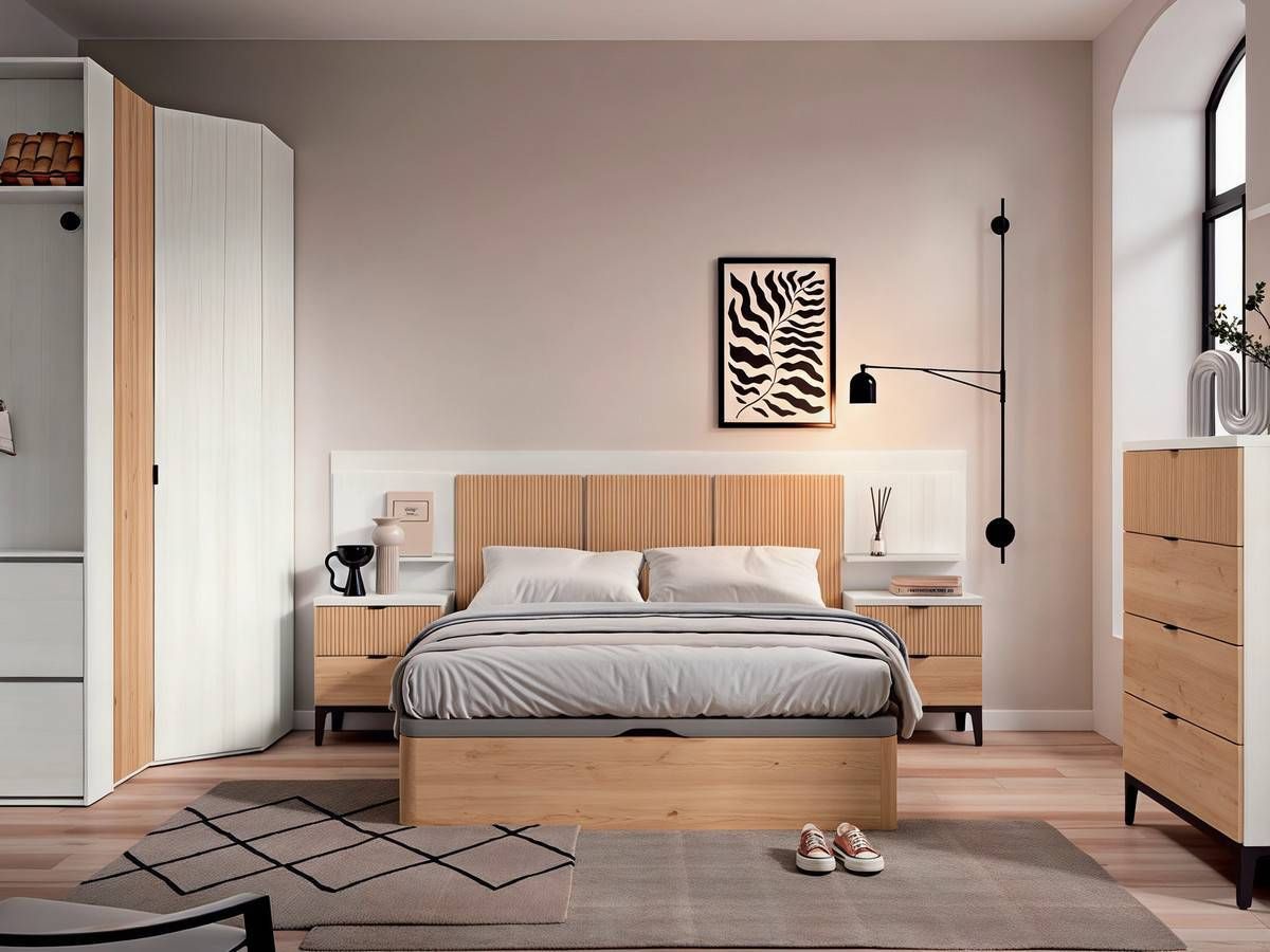  dormitorio completo cabecero ceos mesitas ibi y patas citra. Modelo CRETAB-03