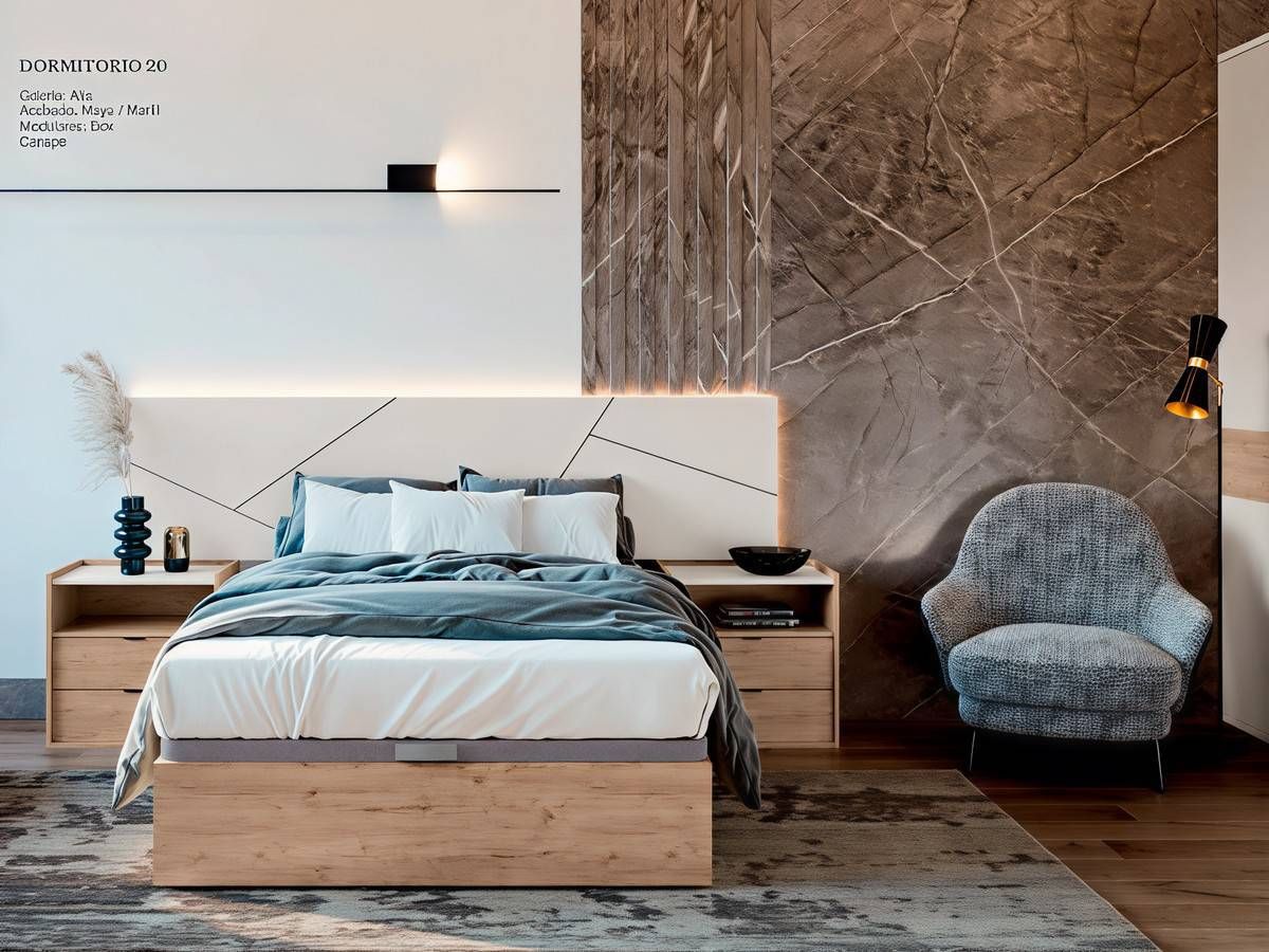  galería alfa y mesita box para un dormitorio moderno.. Modelo SONNO-20