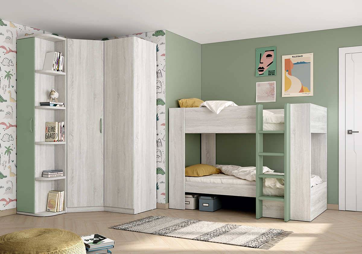 Habitacion Juvenil litera con escalera (sólo derecha kit). Modelo LIDER-266