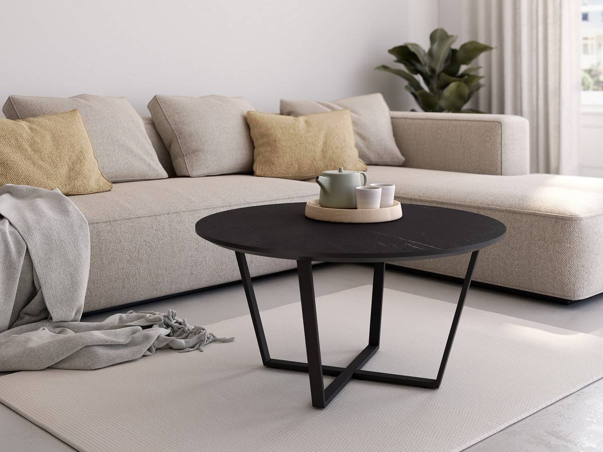 Mesa de Centro mesa centro egeo redonda de 80cm color metal negro y sobre porland, marquina o carrara
	 medidas: 80cm. Modelo EGEO-80-BGL