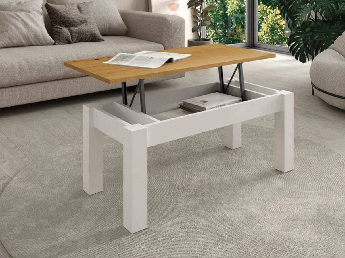 Mesa de Centro mesa de centro elevable de 100. Modelo AURA-M-502-ARTISAN-BLANCO