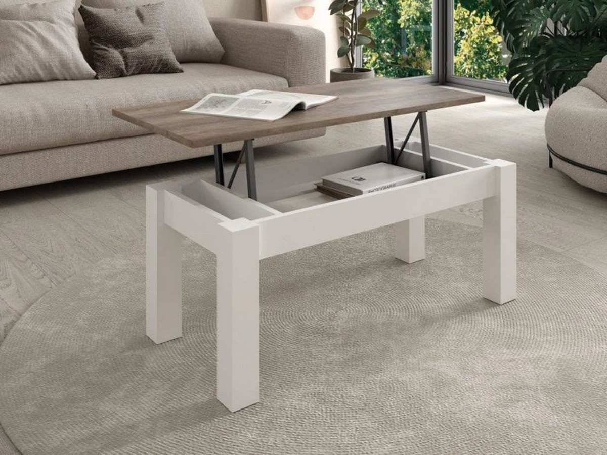 Mesa de Centro mesa de centro elevable de 100. Modelo AURA-M-502-ORG-BLANCO