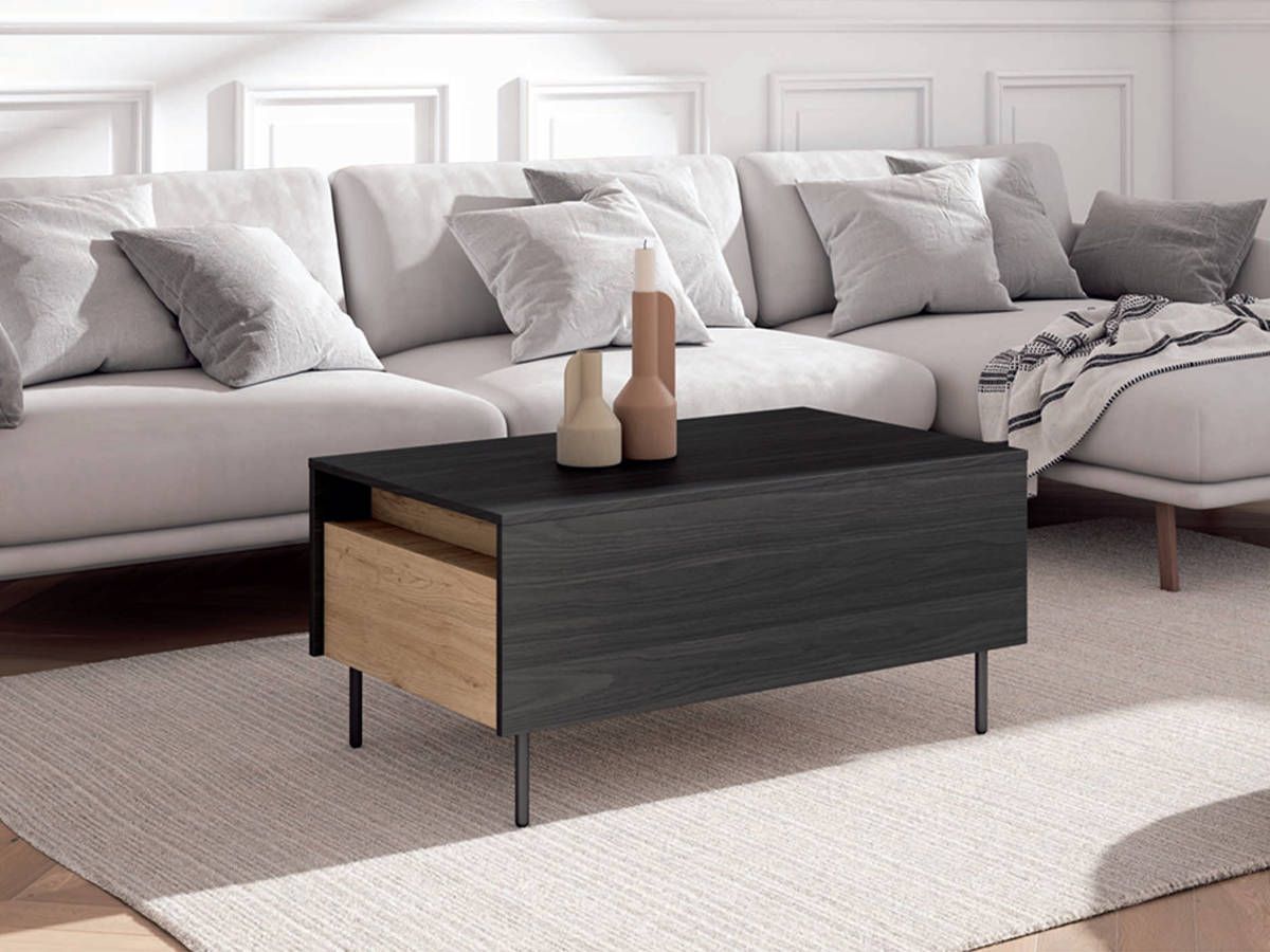 Mesa de Centro mesa centro elevable + 2 cajones
drawer pata nad 100x60 cm.. Modelo DRAWER-NAD-NOD