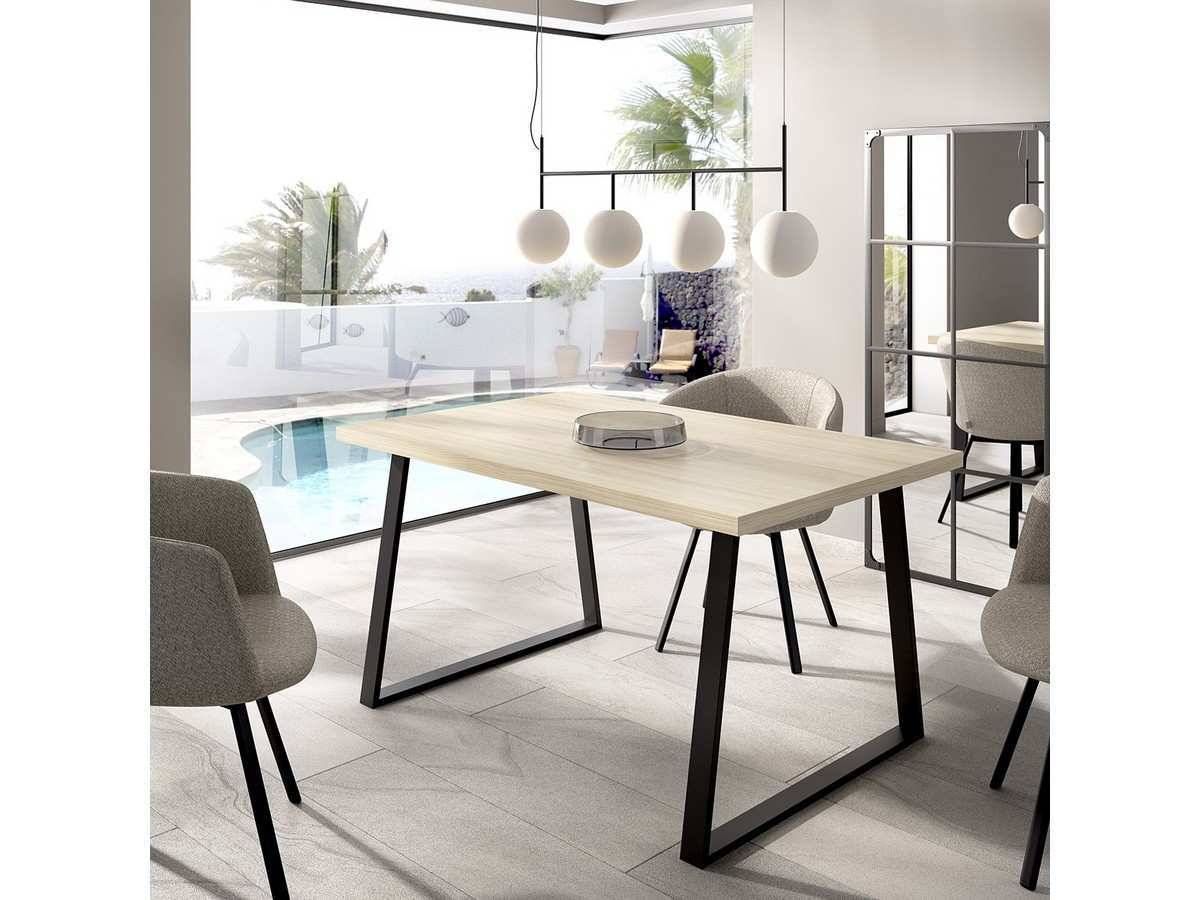  mesa rectangular fija pata metal en forma trapecio de 120cm.. Modelo TRAY-33