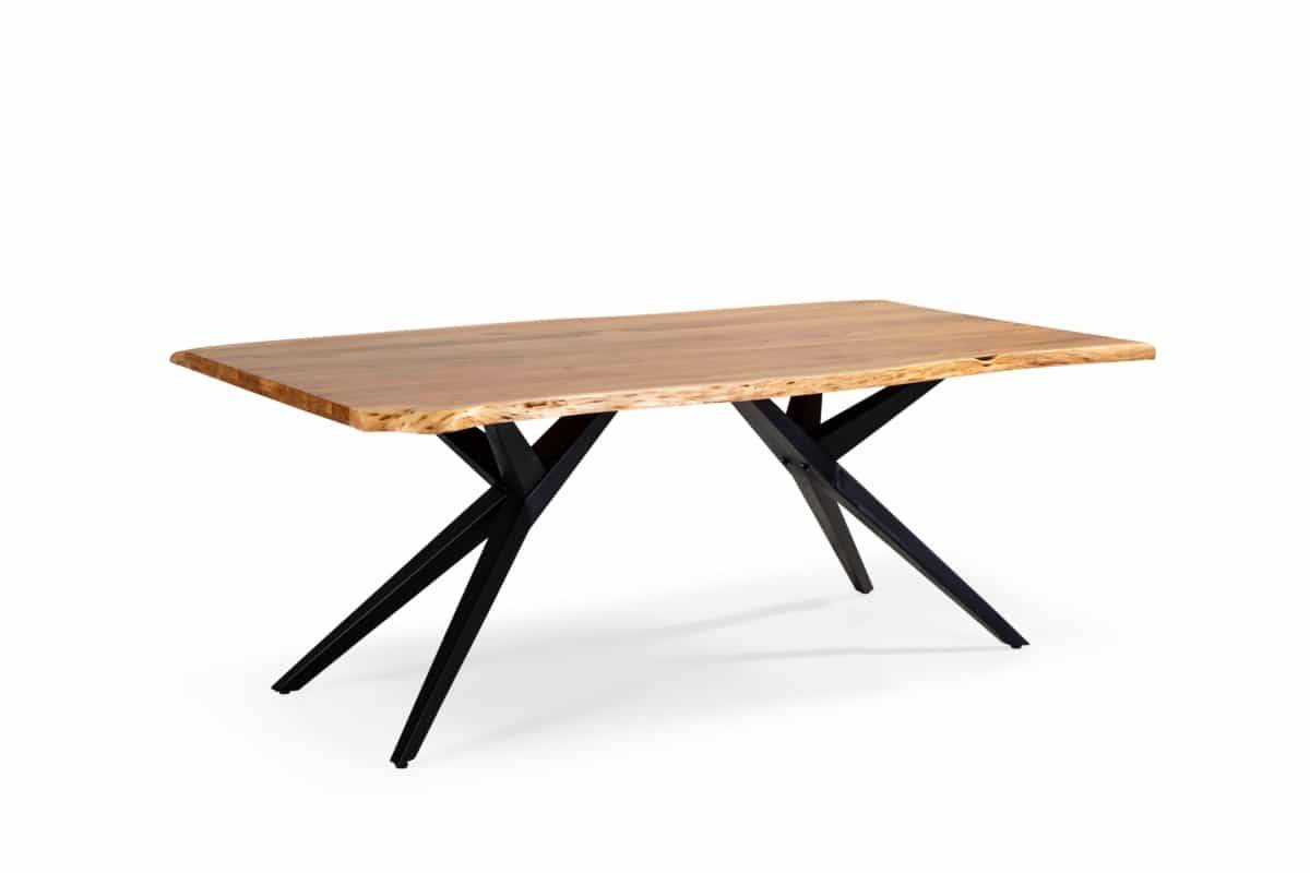 Mesa de comedor mesa rectangular  mudri 200cm acacia pata metal. Modelo 16245