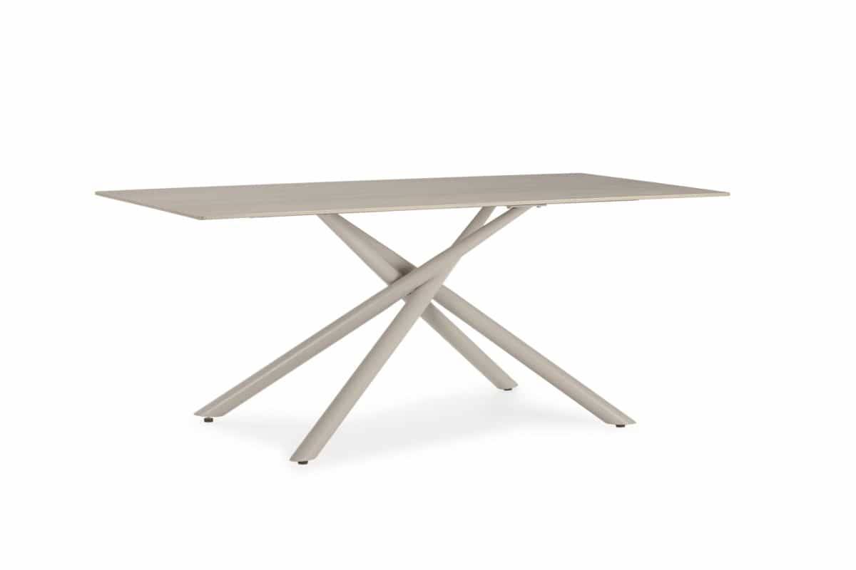 Mesa de comedor mesa rectangular  tori 180cm ceramica beige pie crema. Modelo 18909