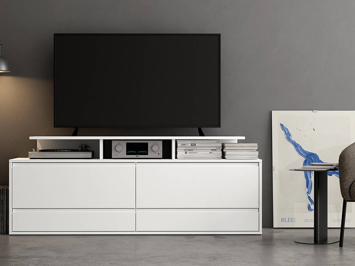  mueble tv blanco con soporte y cajones. Modelo NOAH-65