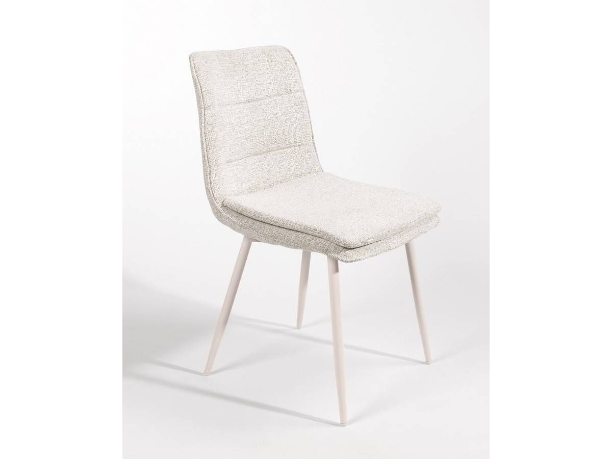  silla cascais con tapizado nacar y patas metálicas marfil. Modelo BGL-CASCAIS