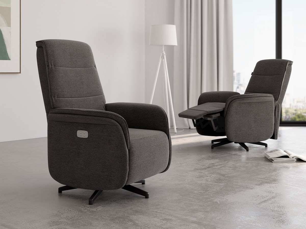  sillón relax motorizado con estructura de hierro y asiento reforzado. acabados en gris, perla, pizarra o tierra.. Modelo ANAIS-ELECTRICO
