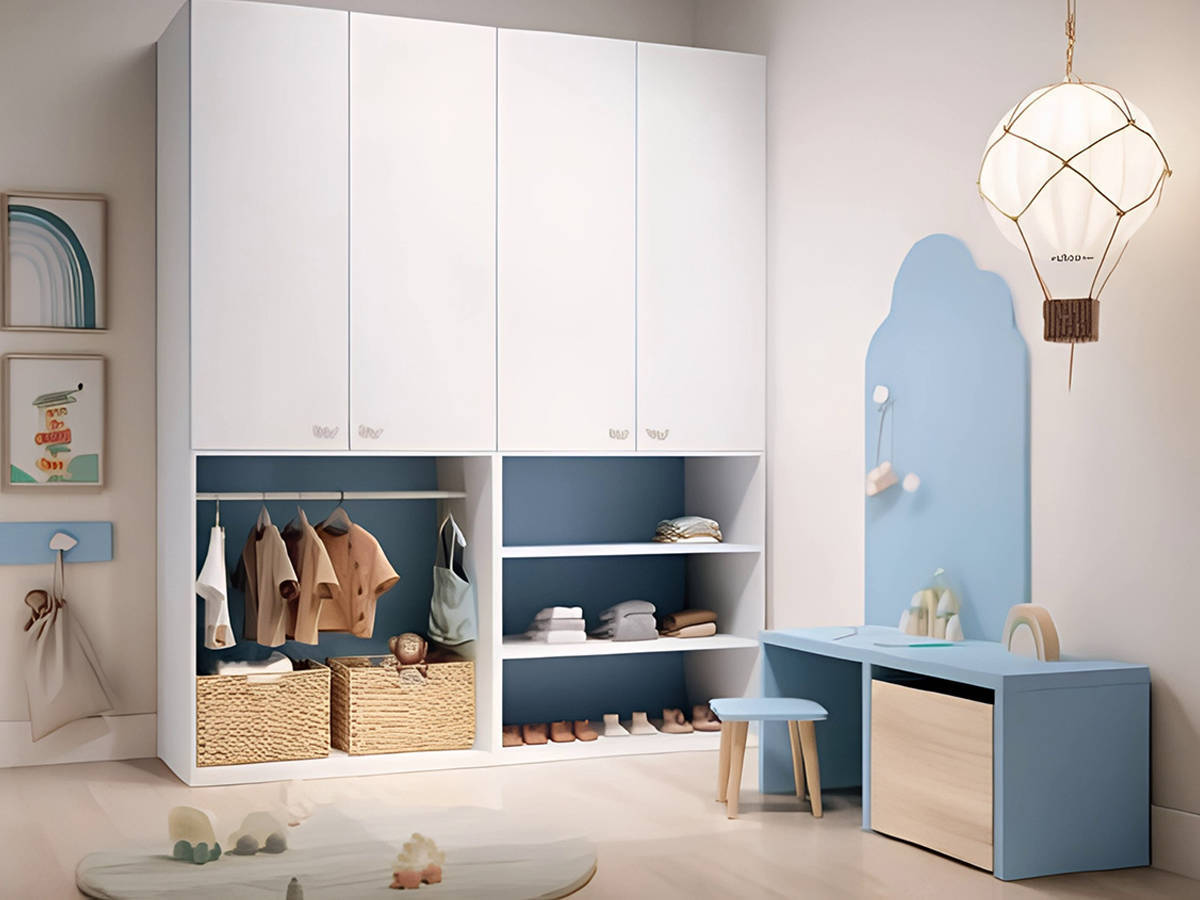 Habitacion Infantil cuna convertible con cabezal en forma de nube. Modelo BAMBOO-04, imagen 3