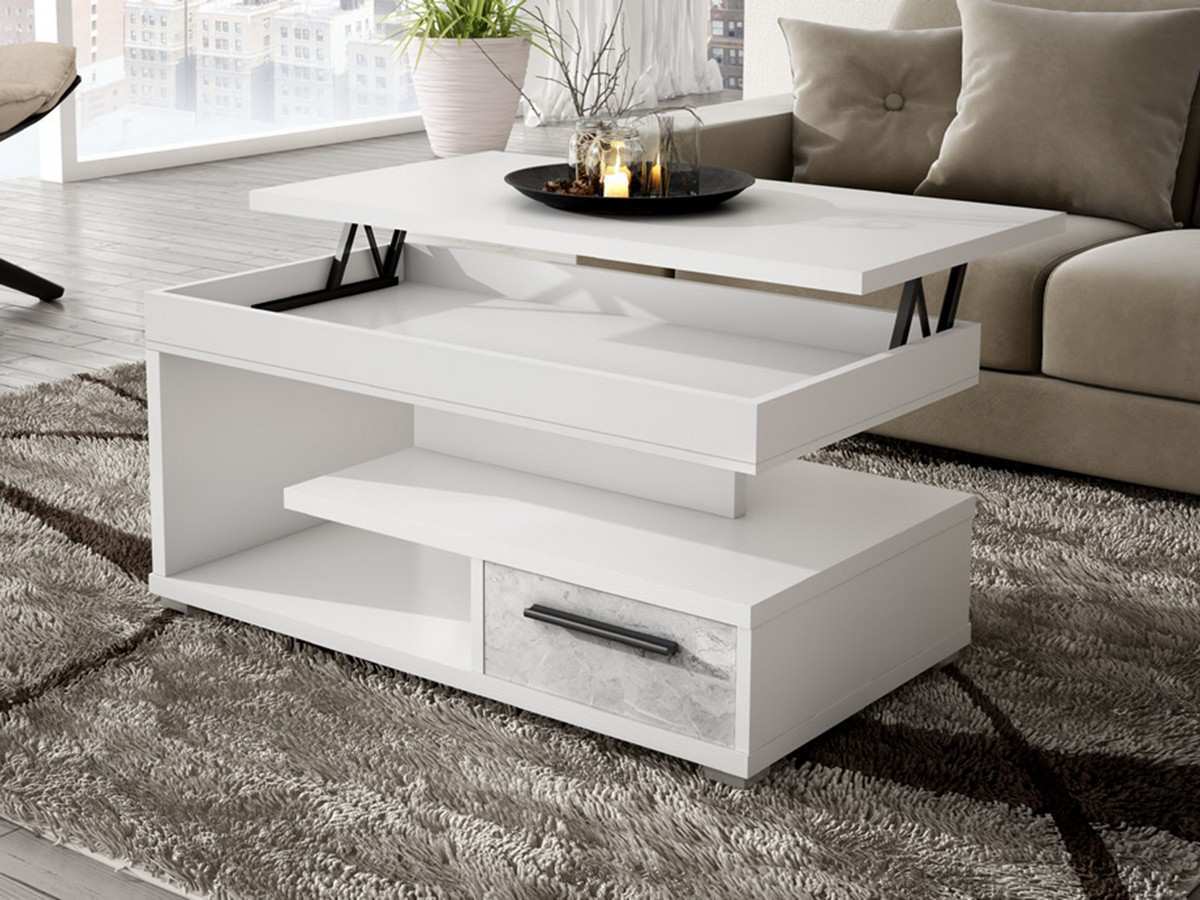  mesa centro elevable 110x55 con almacenaje y tapa elevable. Modelo CAPRICCIO-MESA-CENTRO-ELEVABLE, imagen 2