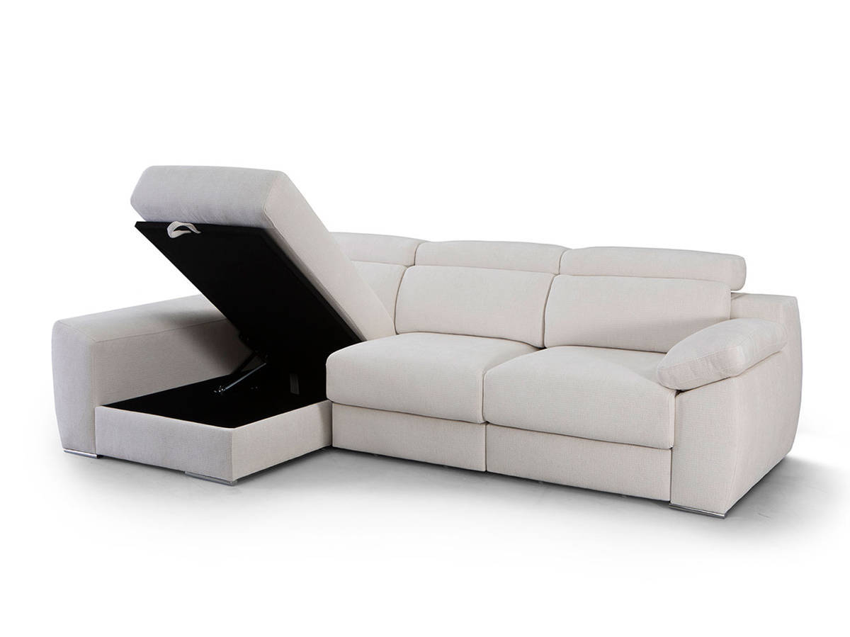  chaise longue con asientos deslizantes con viscoelástica, respaldo reclinables italiano y arcón integrado para mayor confort y funcionalidad.. Modelo CHAISE-KENZO-FTR, imagen 2