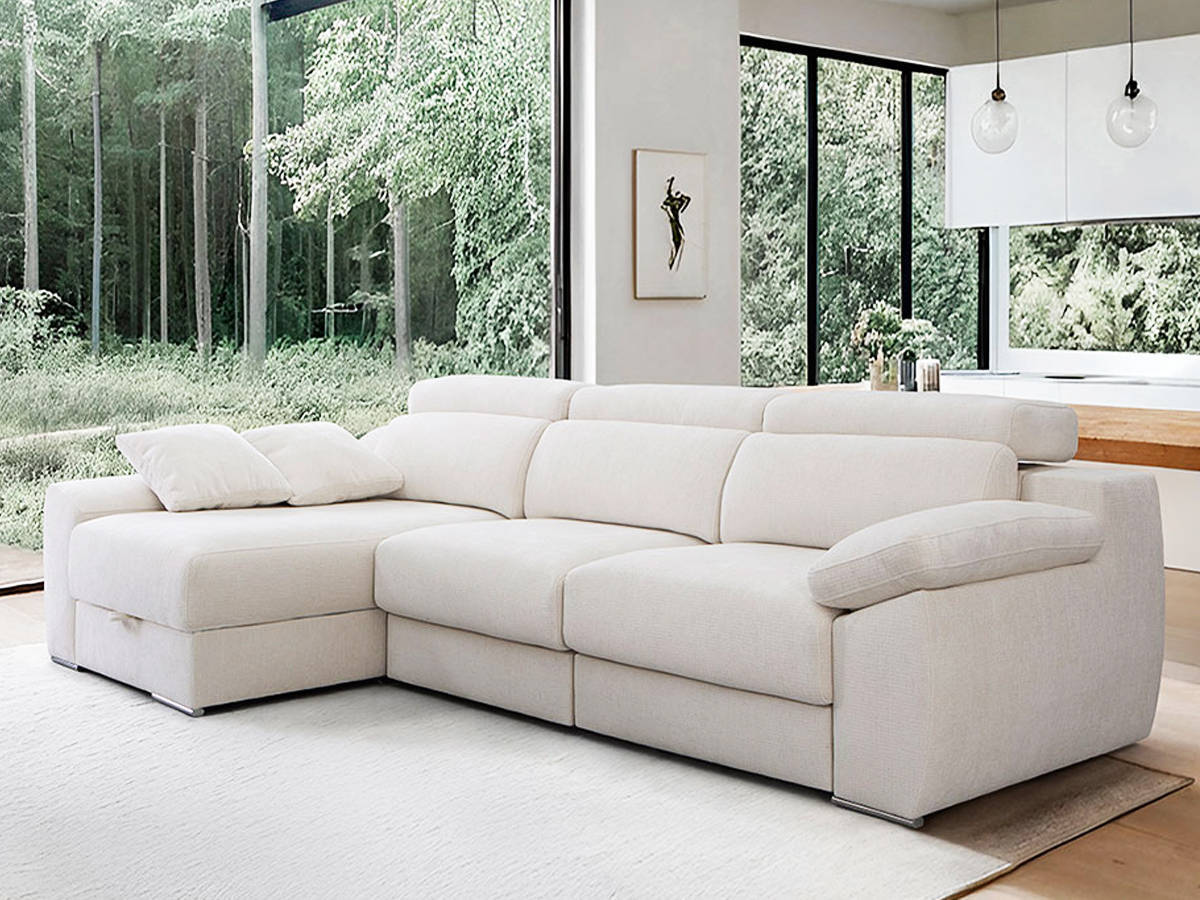  chaise longue con asientos deslizantes con viscoelástica, respaldo reclinables italiano y arcón integrado para mayor confort y funcionalidad.. Modelo CHAISE-KENZO-FTR, imagen 4