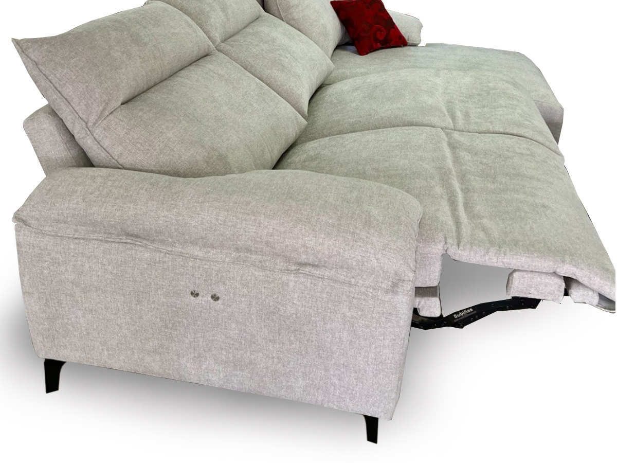  sofá chaise longue  relax forte de 295 cm con suspension de muelle en asiento y posicion cardio mas pata alta metal en cromo o negro.. Modelo CHAISE-RELAX-FORTE-VSF, imagen 2