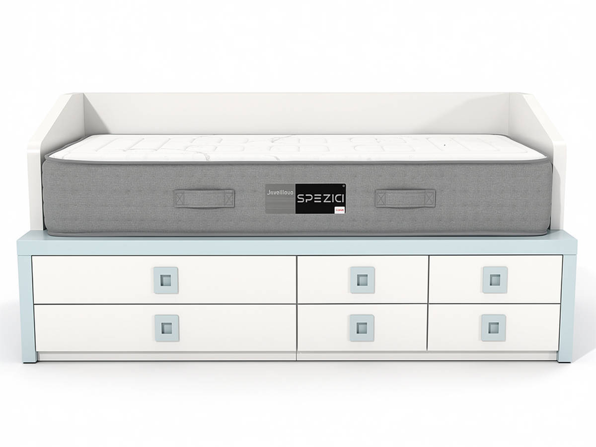  mueble compacto juvenil con 6 cajones de frentes lacados y corona en blanco. Modelo COMPACTO-CAJONES-LACADOS, imagen 2